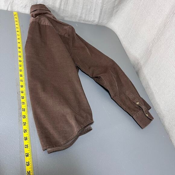 Foxcroft Womens Brown Corduroy Button Up Top Size 12 Large Country Haven Pinwale - Picture 7 of 7